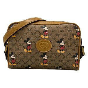 Auth GUCCI Ebony Mini GG Supreme Shoulder Bag 602536 Brown Dark Brown Multi PVC